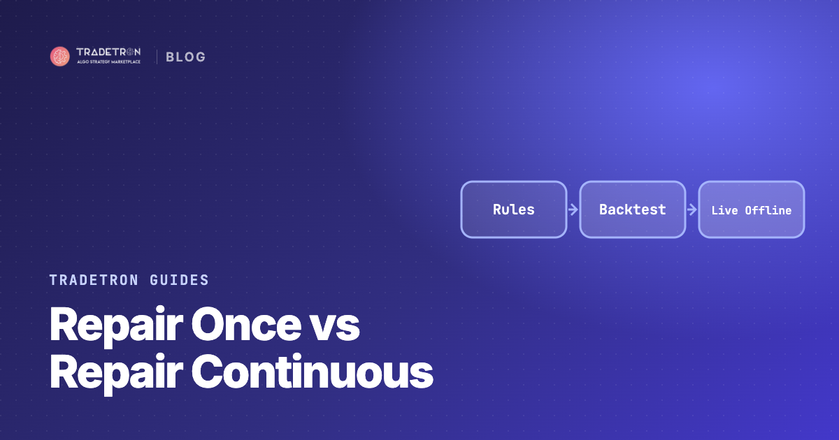 Repair Once and Repair Continuous in Tradetron, Explained