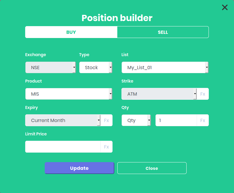 Execution માટે list વાપરતું position builder