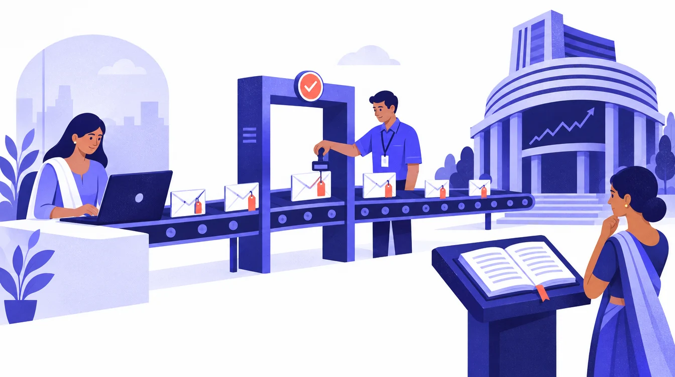 Exchange-க்குப் போகும் வழியில் ஒரு checkpoint-இல் ஒவ்வொரு algo order-உம் ஒரு ID tag பெறுவதைக் காட்டும் படம்